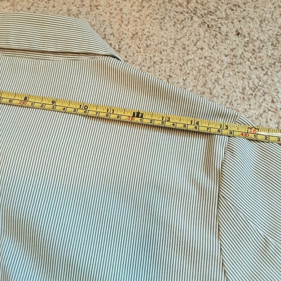 Christmas Button Up Shirt Green White Pinstripe, Candy Canes & Rhinestones Sz 8 - Picture 12 of 12